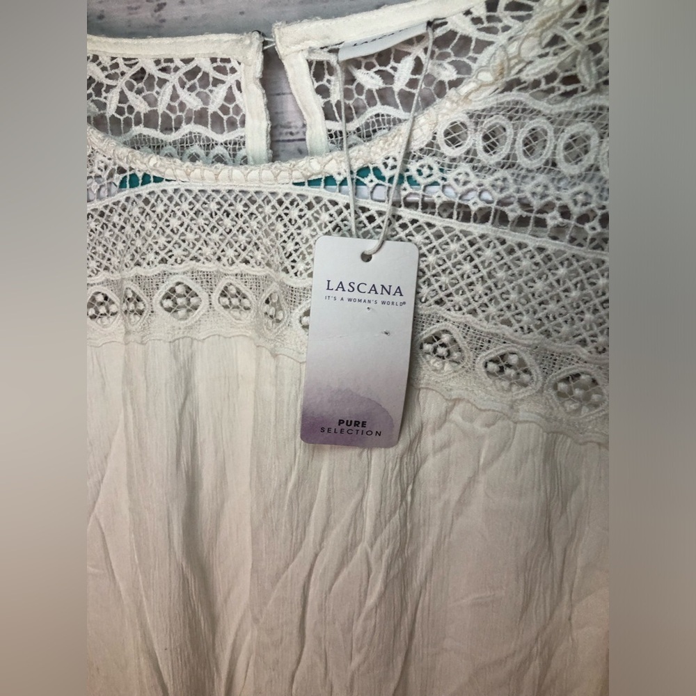 Lascana White Lace Flutter Sleeve Blouse NWT - Picture 9 of 16